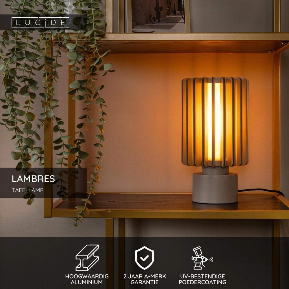 Table lamp Lambres Ø 15cm taupe Lucide 5411212452955