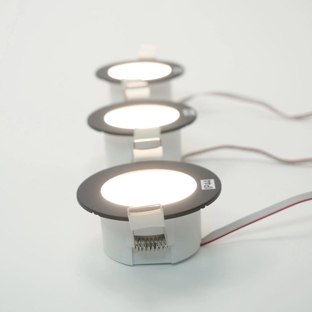 IP44 recessed spotlight Fueva 6-Z Zigbee - black - Ø 8.8cm