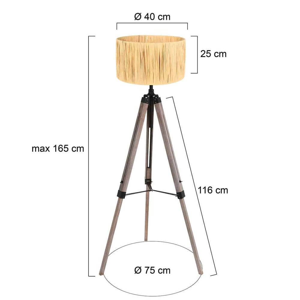 Tripod floor lamp Triek with straw-coloured hood Steinhauer 8712746176117