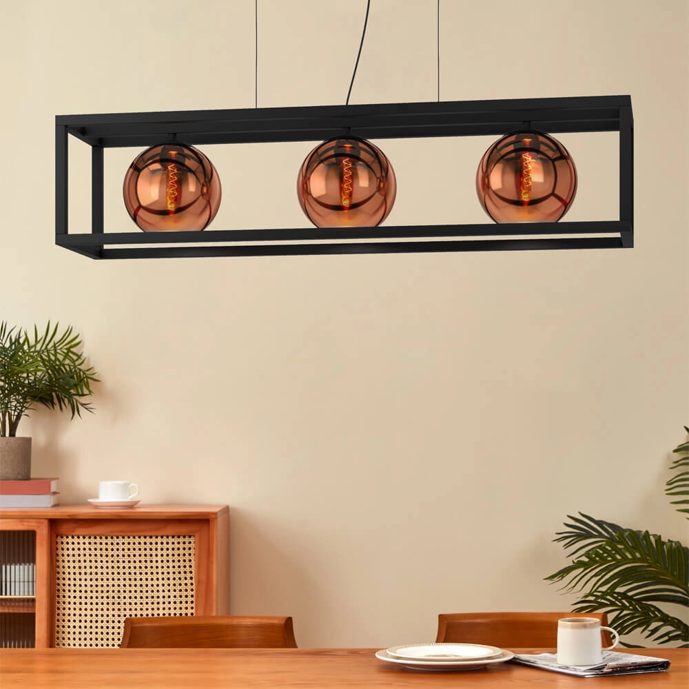 Dining room hanging lamp Cordoba with red copper glass Stars of Light 9008606221448
