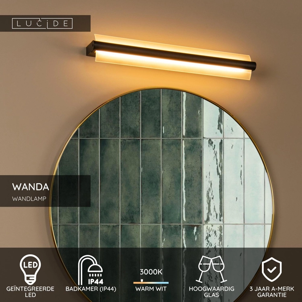 Wall lamp Wanda 60cm black Lucide 5411212040596