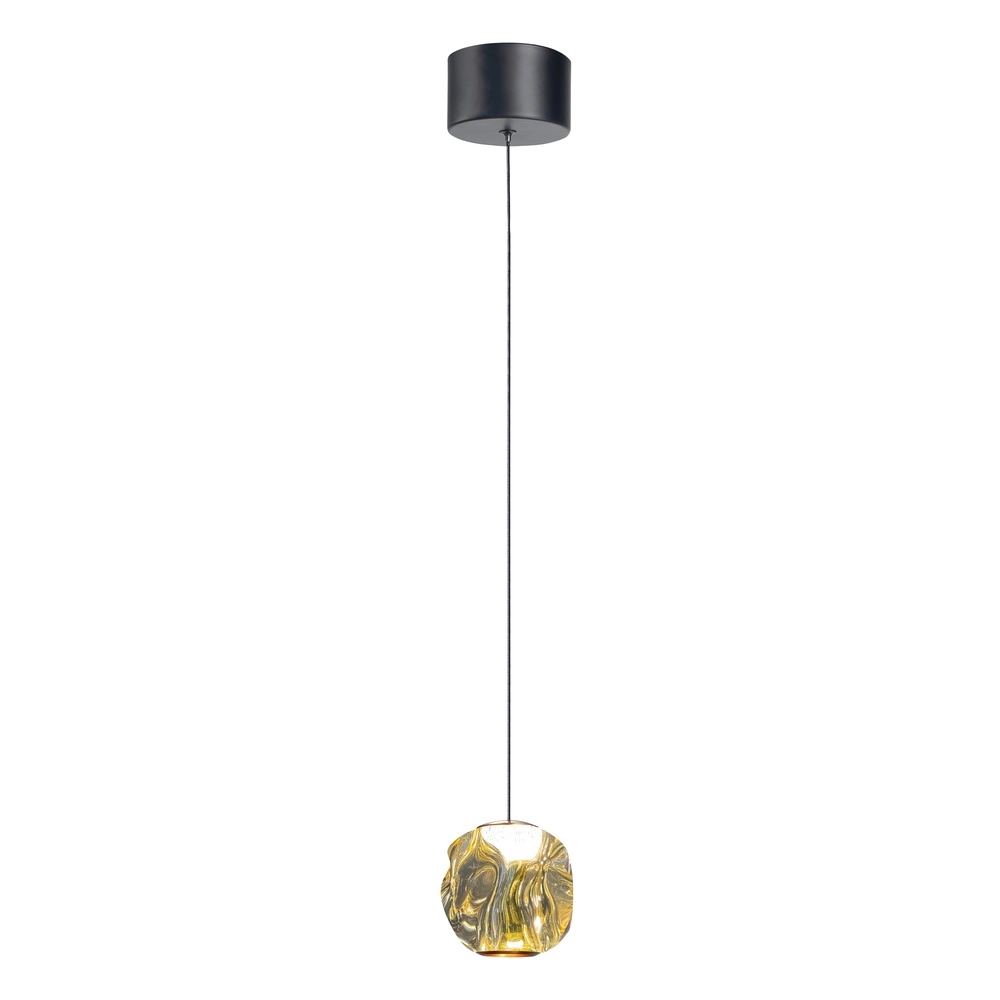 Pendant lamp Melina black with amber glass single