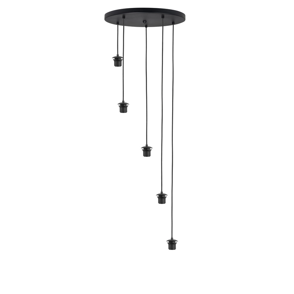 5-light pendant lamp Fantasy black with smoke glass Highlight 8718379041143