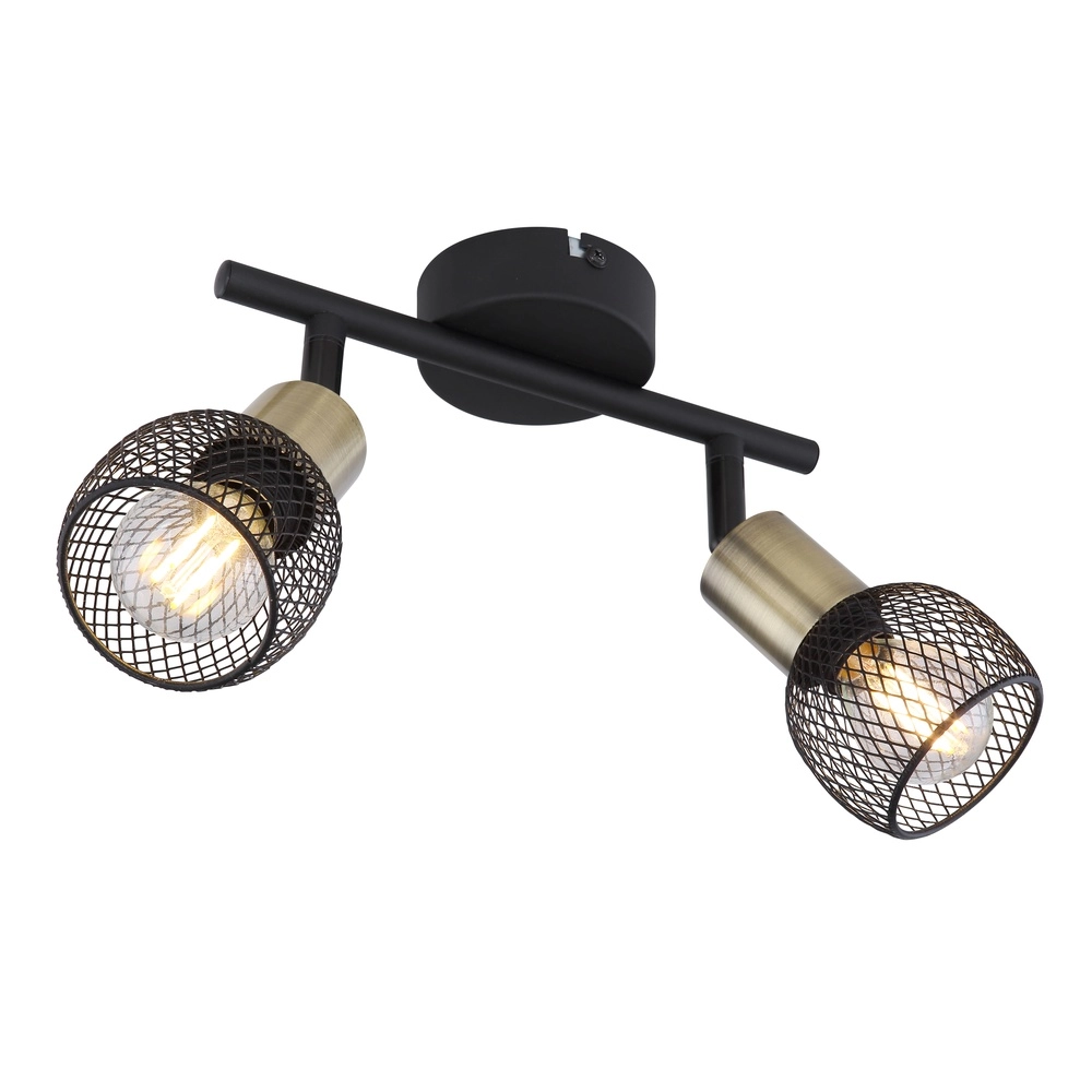 Ceiling lamp Fiastra 2-light black with mesh