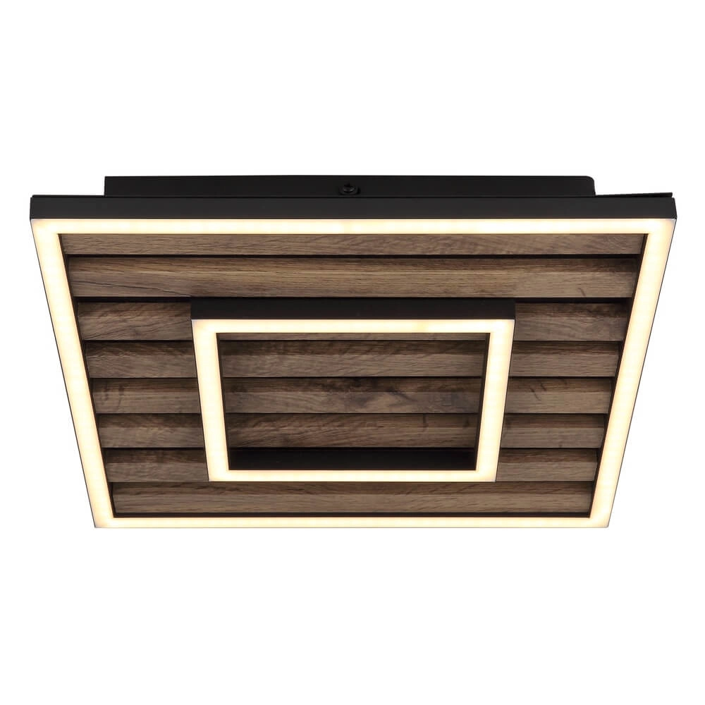 Ceiling lamp Woody black with wood square 30cm Globo 9007371507573