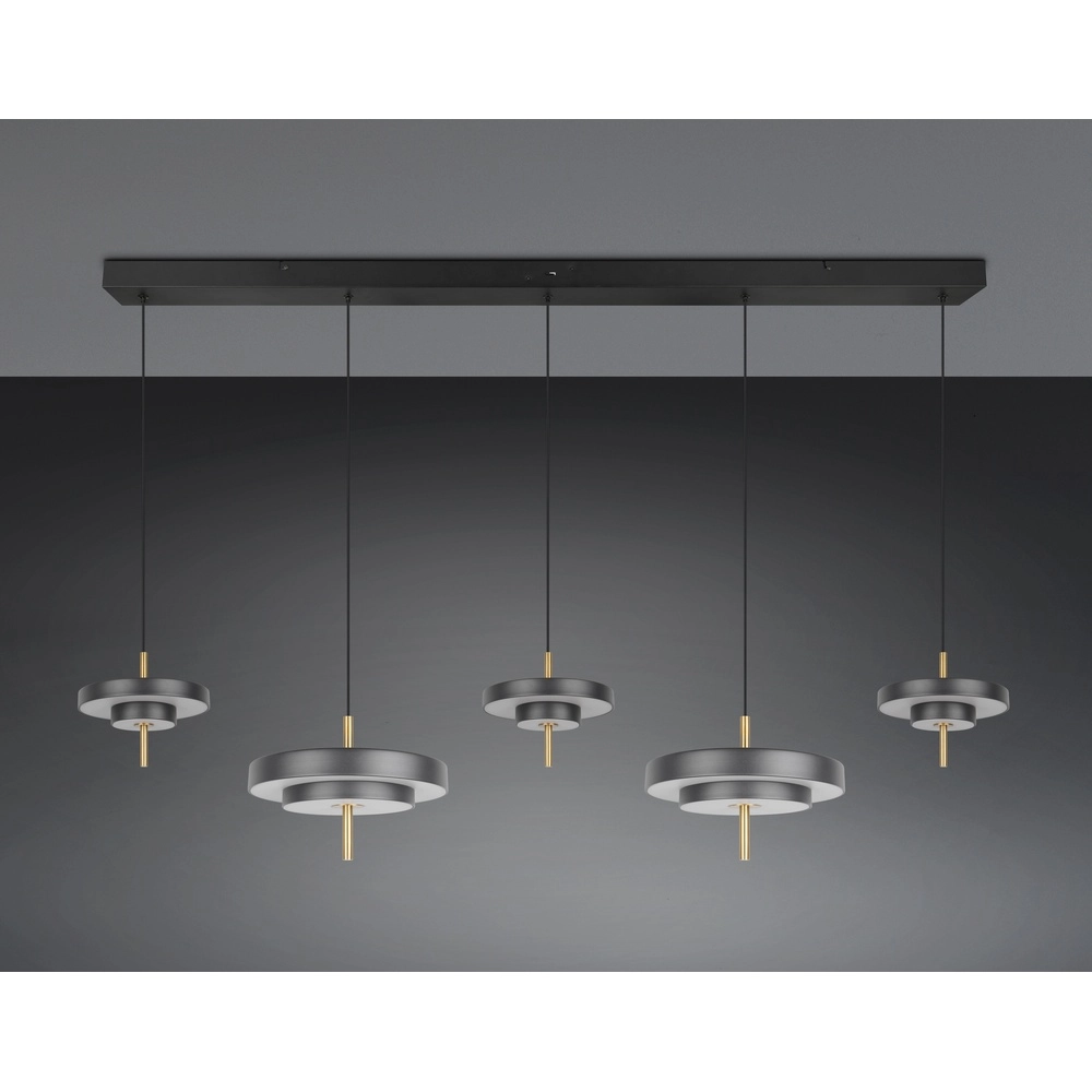 5-light pendant lamp Keaton black with gold Trio 4017807655483