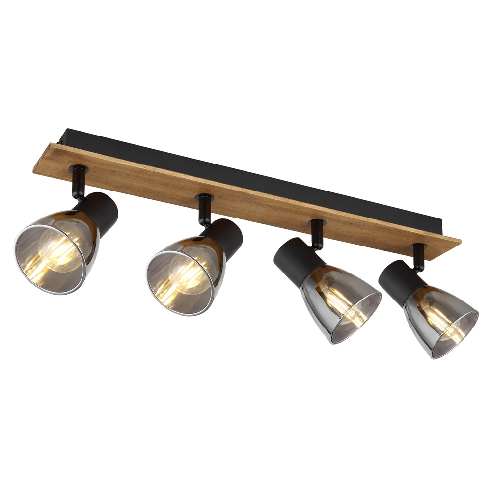 Ceiling lamp Claude 4-light black with wood