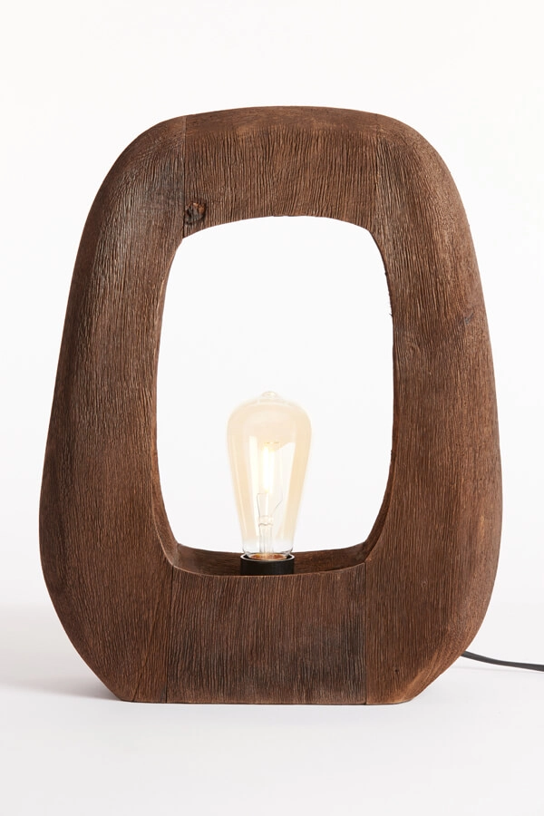 Dark wood table lamp Kelafo 33 x 40cm