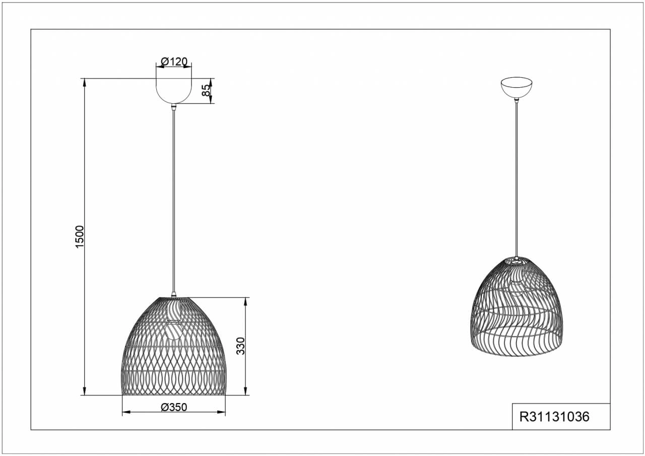 Hanging lamp Rike black with rattan wickerwork Trio 4017807539295