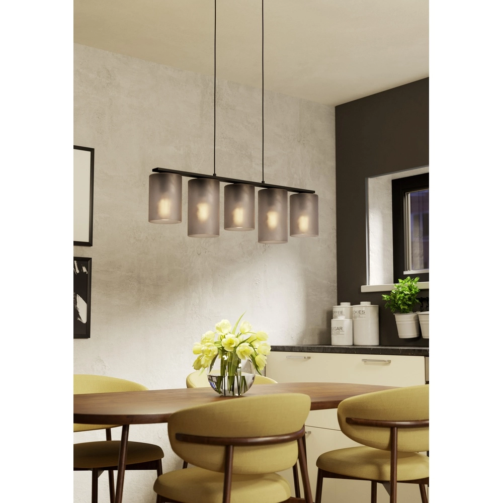 5-light pendant lamp Colomera Ø 12cm - smoke frosted glass Eglo 9008606307159