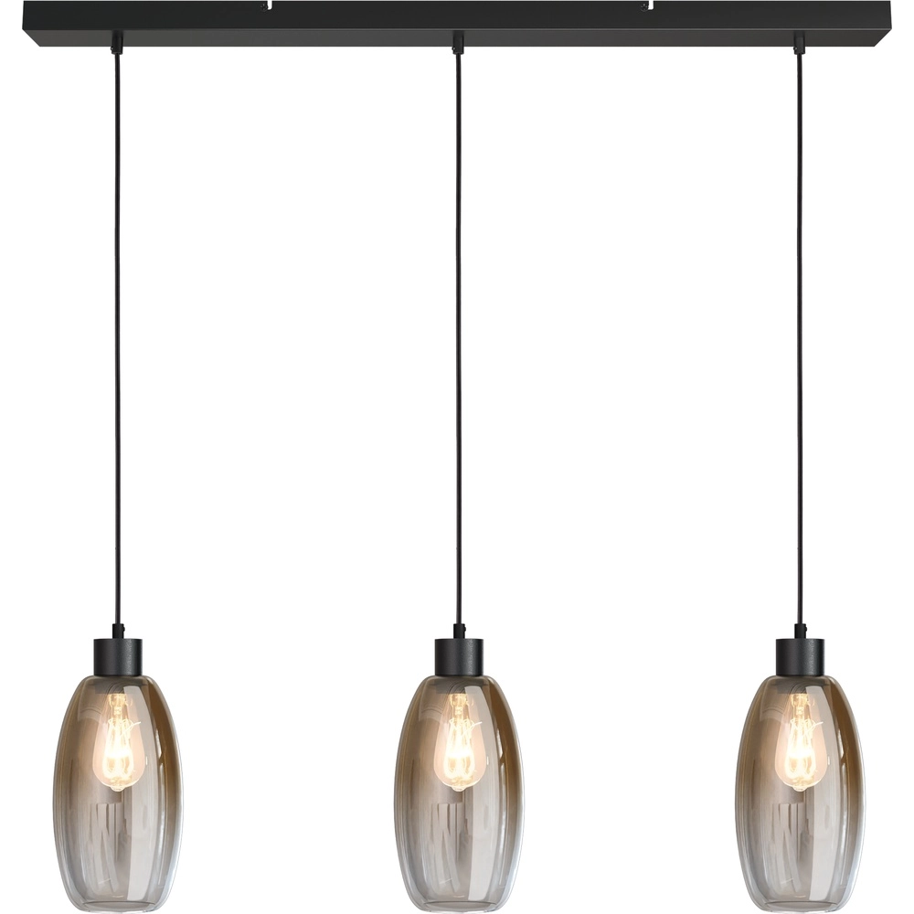 Glass pendant lamp Olive 3x Ø 15cm - black