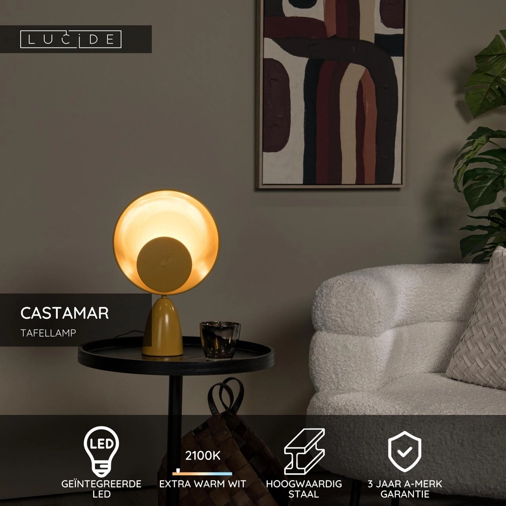 Design table lamp Castamar Ø 25.5cm yellow Lucide 5411212345851