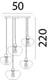 5-light pendant lamp Genua brown with 3x gold glass Ø 24cm and 2x Ø 29cm Masterlight 8718121357096