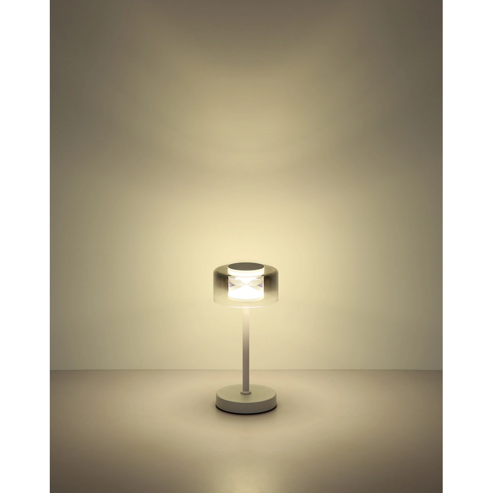 Design table lamp Belinda white with smoke glass Globo 9007371575367