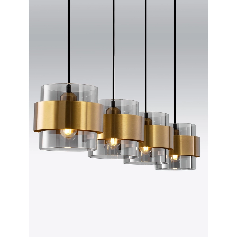 Pendant lamp Sianna 4-light straight black and gold Lyora 5212017445421