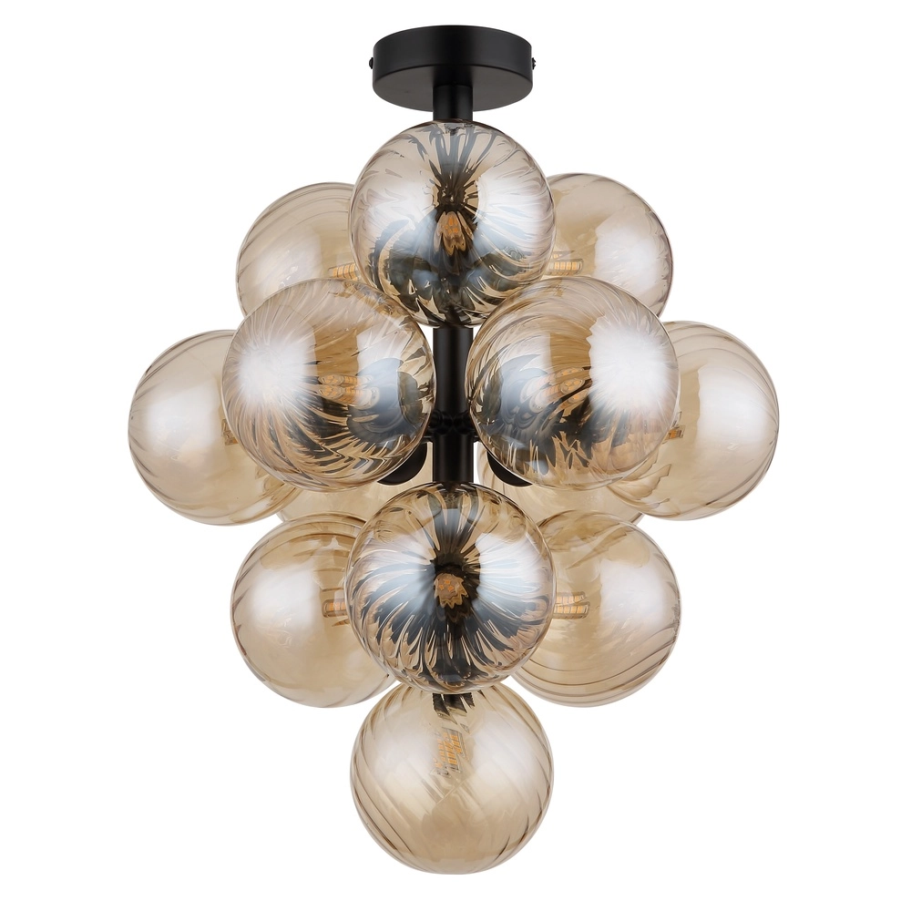 Black ceiling lamp Conor with amber glass Globo 9007371518173