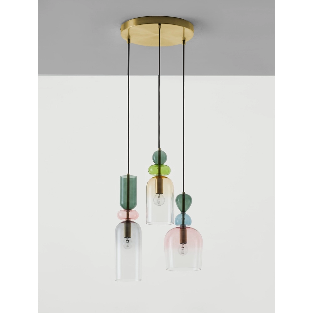 Colored pendant lamp Murano 3-light Lyora 5212017434227