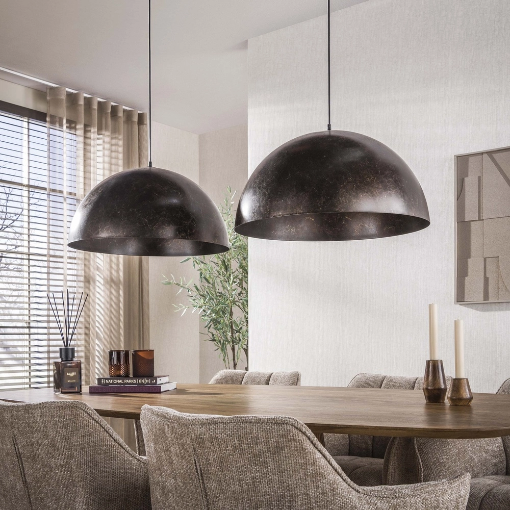 Industrial pendant lamp Dome 2x Ø 60cm - urban brown Lyora 8716803512573