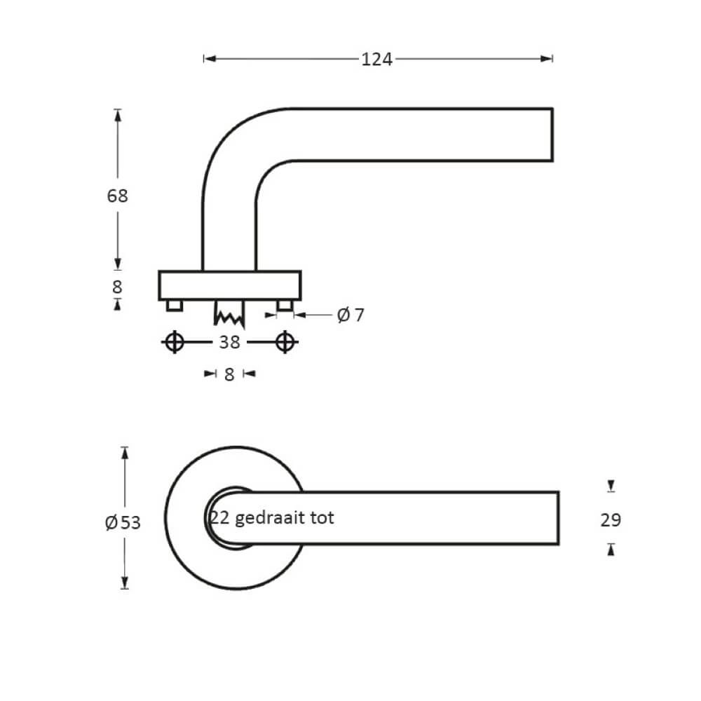 Design door handle Vlinder rosette with ridge stainless steel Intersteel 8714186130230
