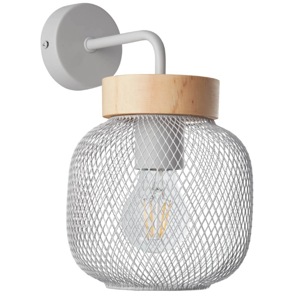 Wall lamp Giada Grey with wood Brilliant 4004353354137