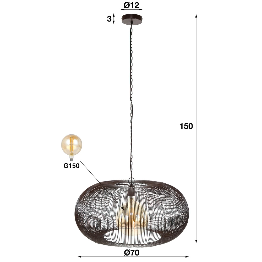 Wire pendant lamp Ø 70cm Copper black nickel Lyora 8716803513242