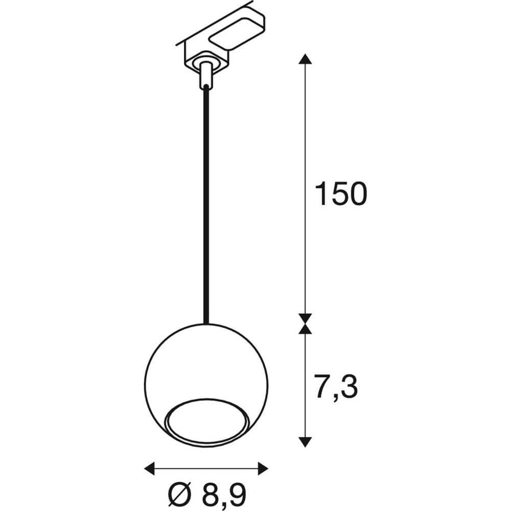 Pendant light for rail Light Eye 90 black 3-phase Ø 9cm SLV 4024163295567