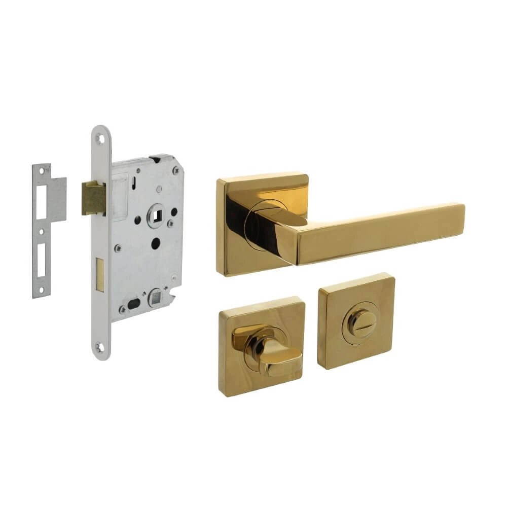 Complete door handle set Hera brass toilet