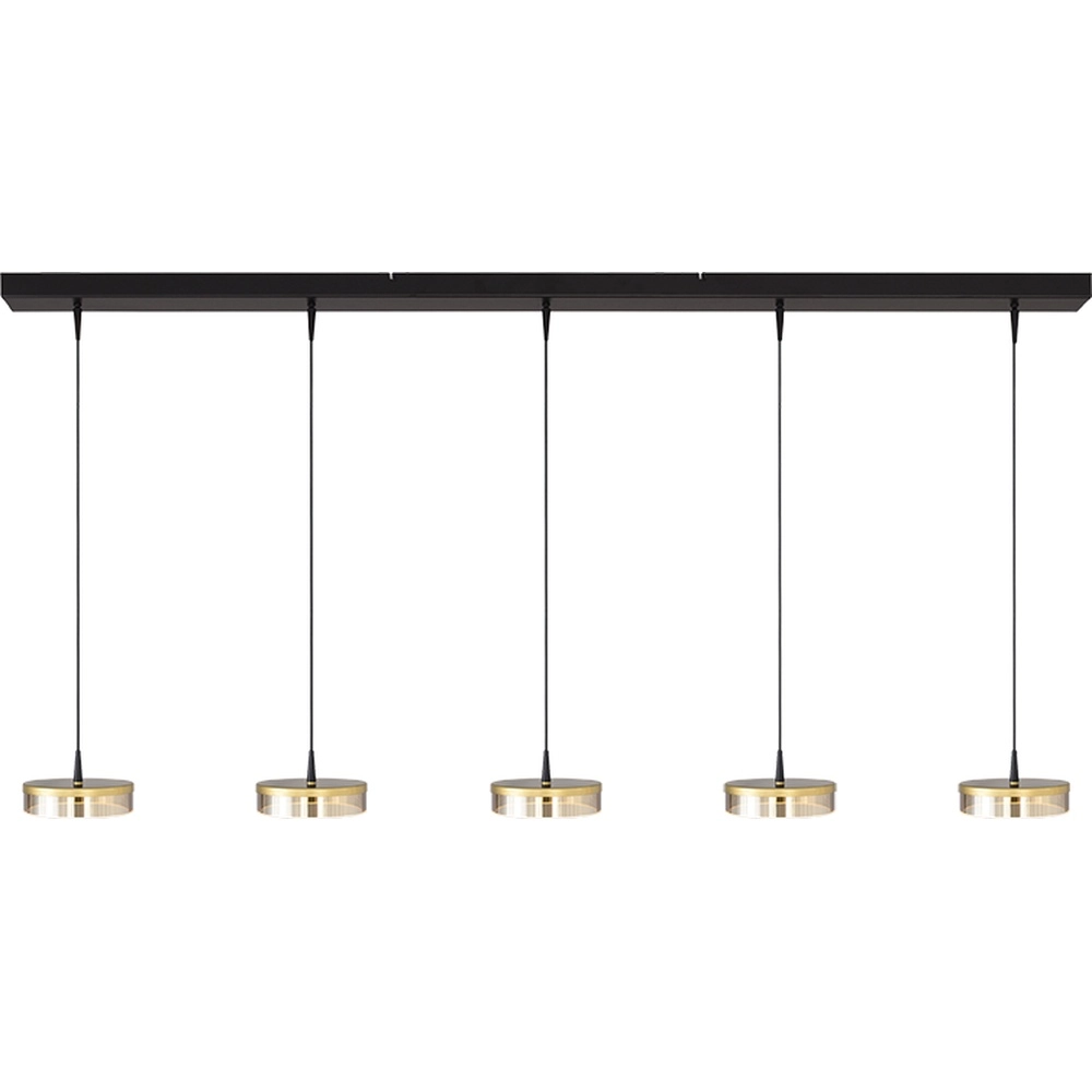5-light pendant lamp Imperia 160cm black with gold