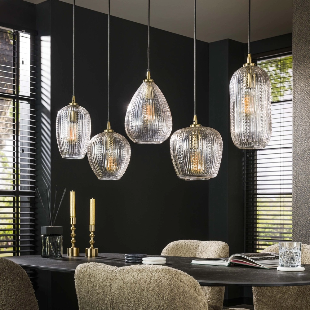5-light glass pendant light Diamond with clear glass Lyora 8716803511187