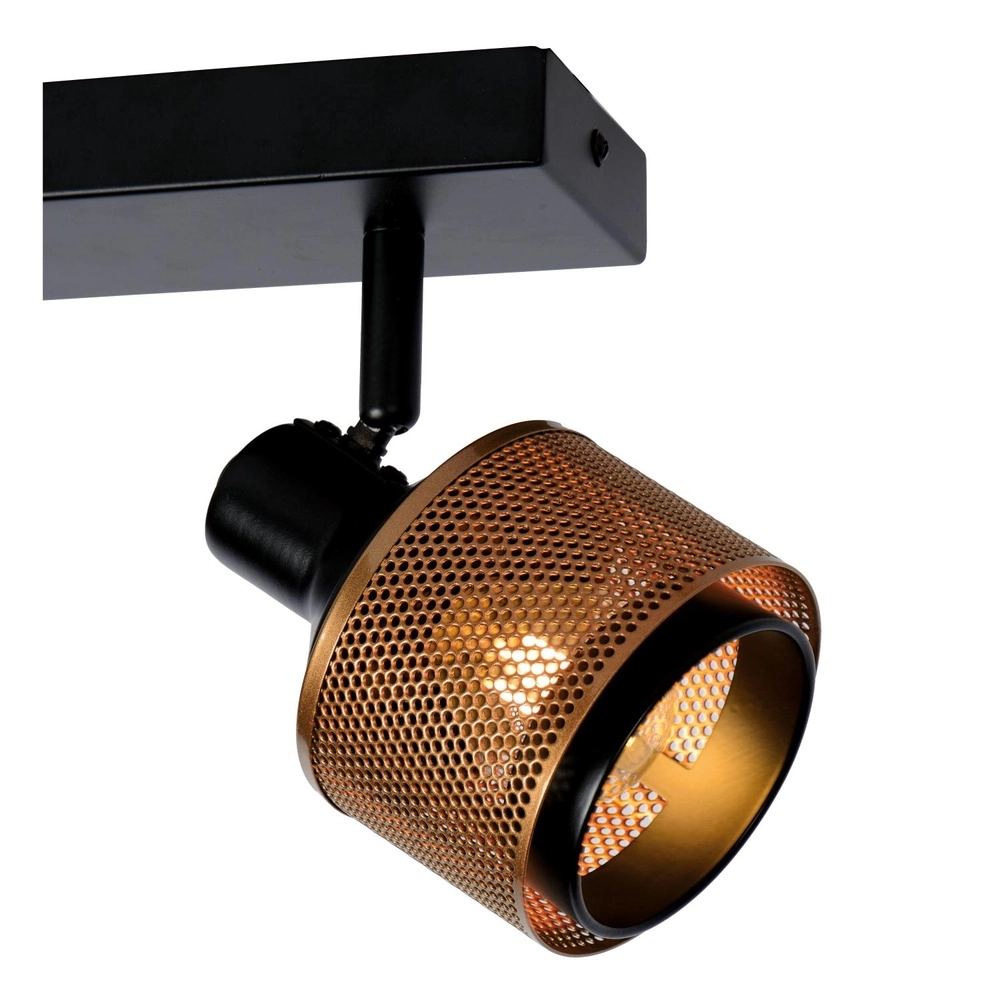 Ceiling lamp Rafa 2-light black with copper Lucide 5411212771292