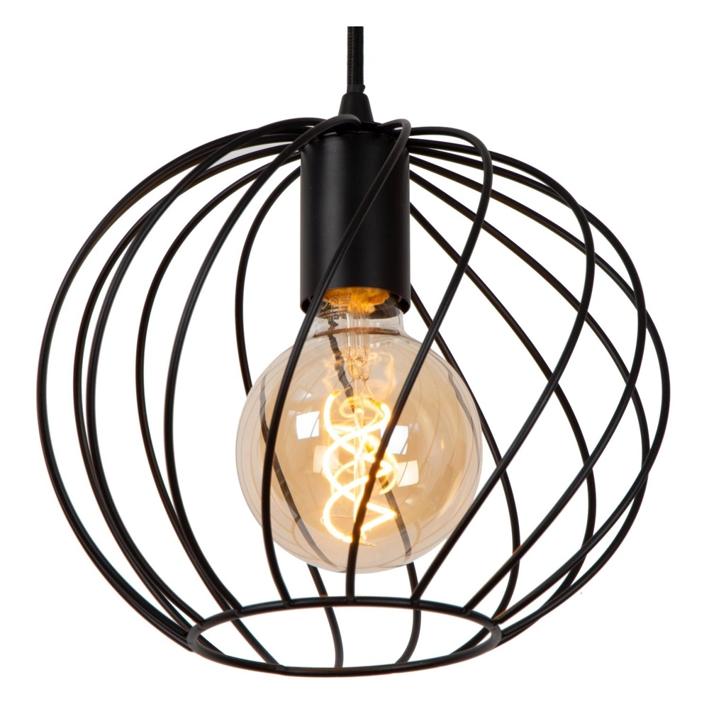 3-light pendant lamp Danza Black Lucide 5411212211552