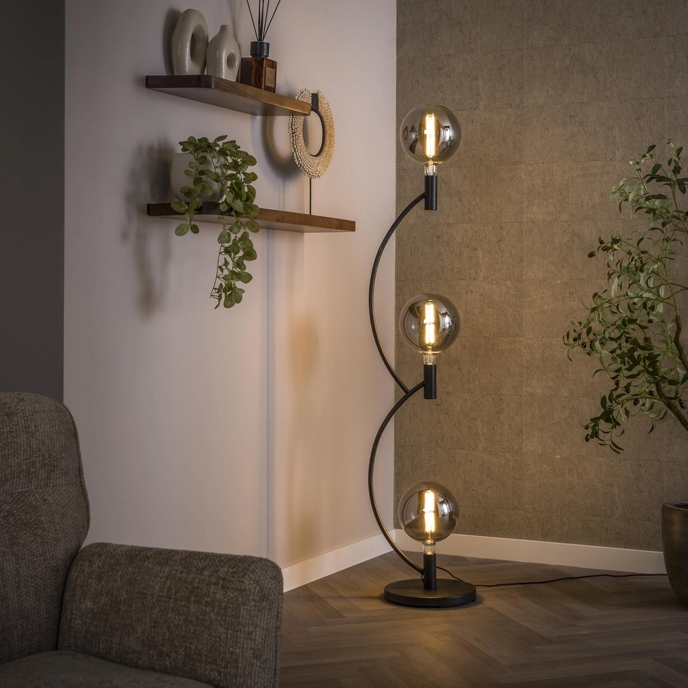 Design vloerlamp Arcus zwart 3-lichts