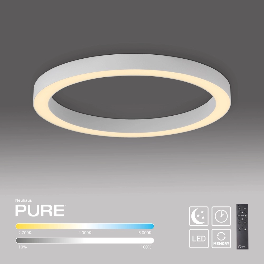 Sleek led ceiling lamp Pure Lines Round Ø 50cm - white Paul Neuhaus 4012248395806