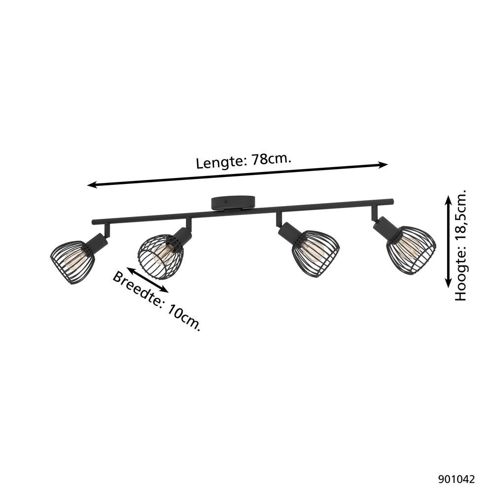 4-light wire lamp spotlight Sonnino black - E14 Eglo 9008606306053