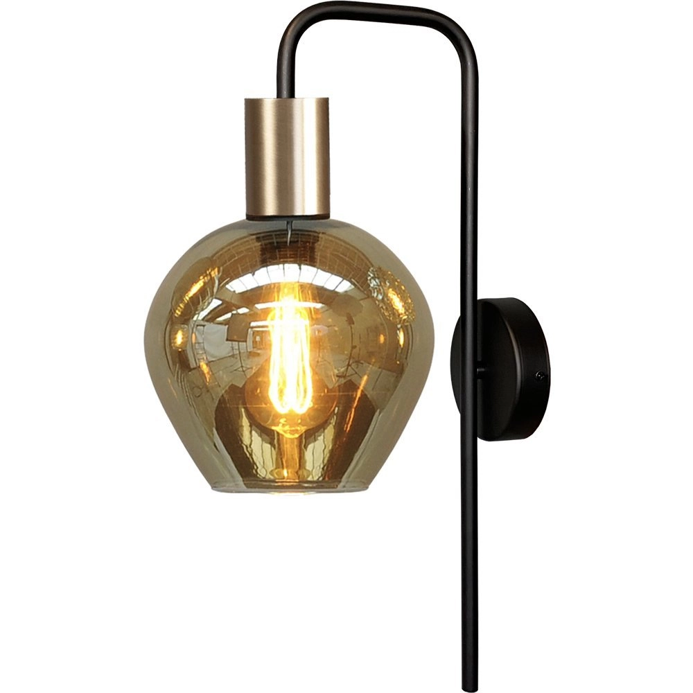 Black wall lamp Bounty with gold fitting