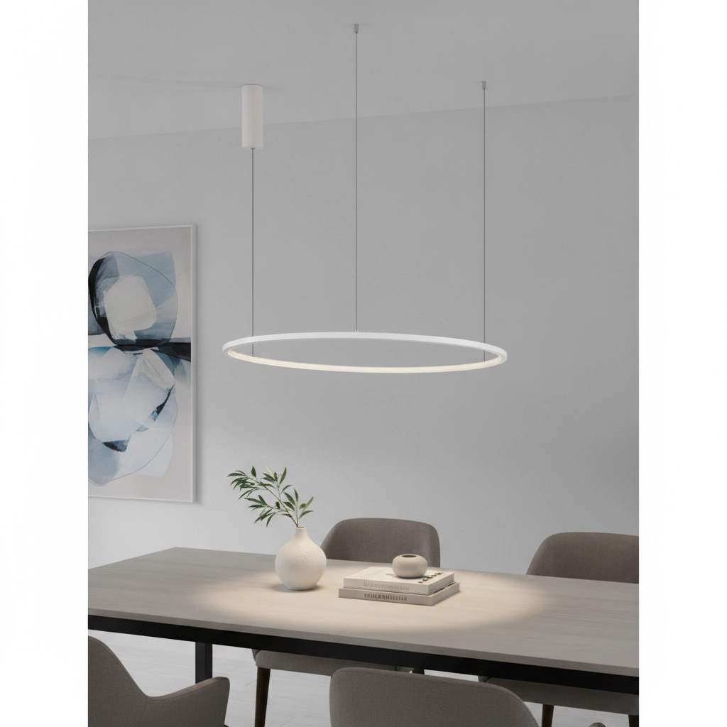 Round pendant lamp Tarquin white Ø 80cm