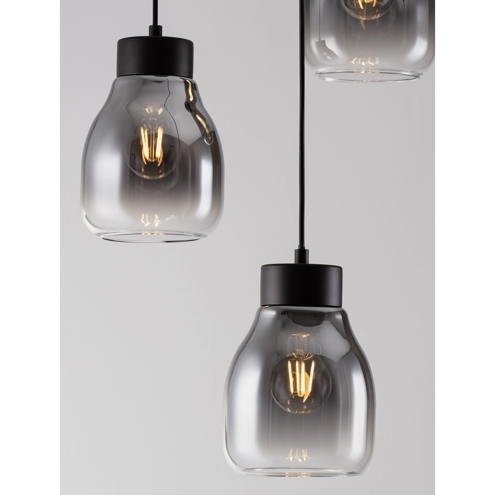 Pendant lamp Blacu 3-light black round Lyora 5212017447487
