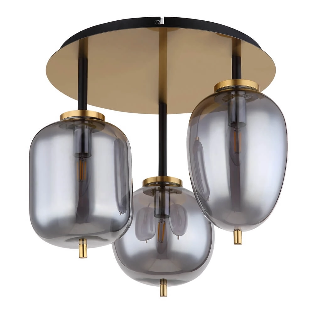 Golden ceiling lamp Blacky I 3-light Globo 9007371442485