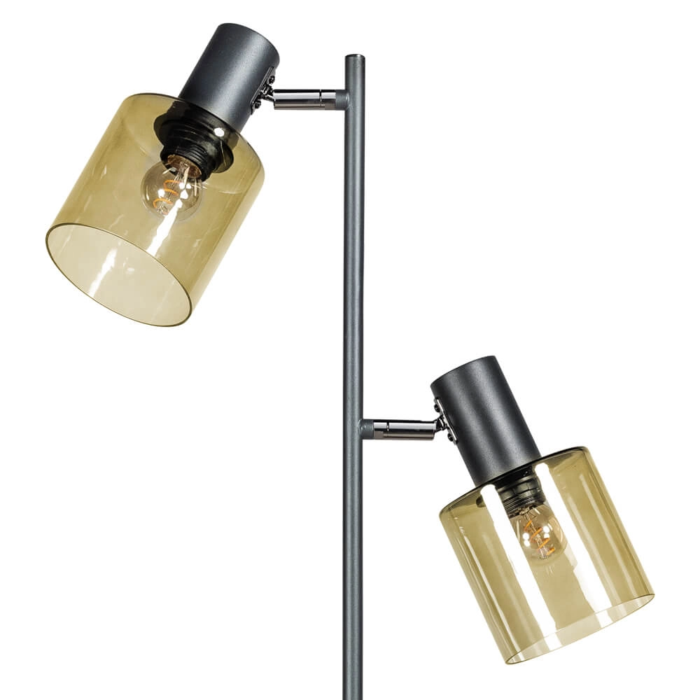 Glass floor lamp Sledge Glass 2-light black with gold glass ETH 8720195302866