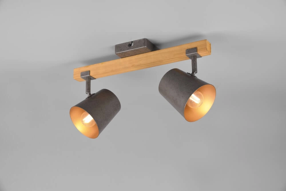 Spot Bell 2-light antique gray with wood Trio 4017807502565