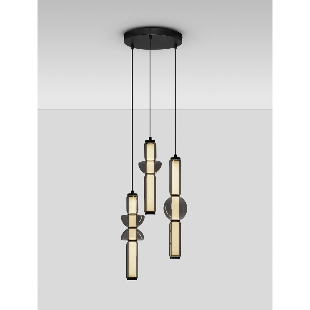 Design pendant lamp Ulon 3-light smoke glass Lyora 5212017474193