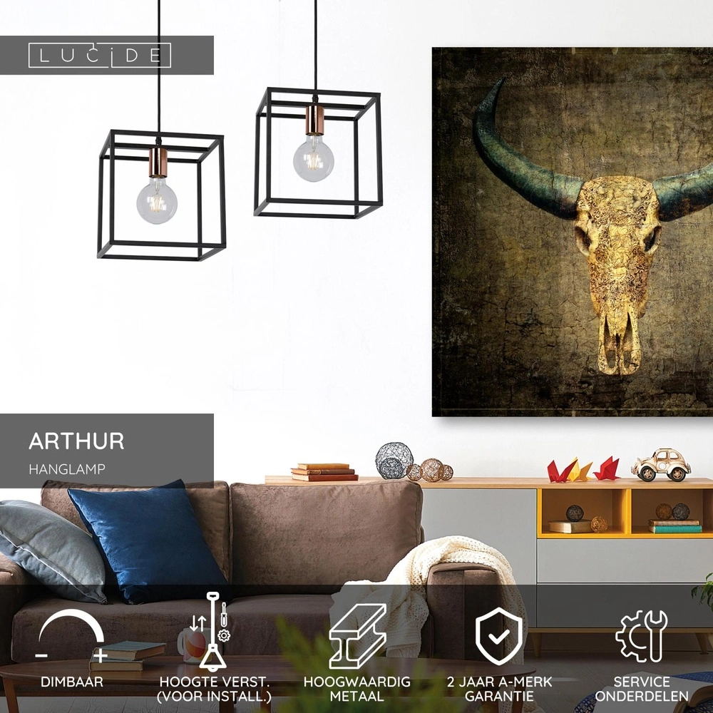 Pendant lamp Arthur Black Lucide 5411212082749