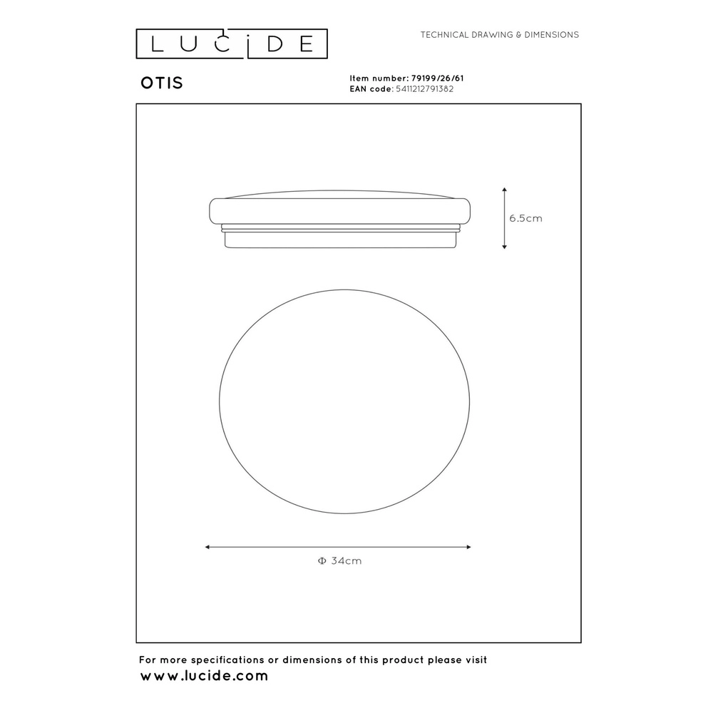 Ceiling light Otis Ø 34cm white Lucide 5411212791382
