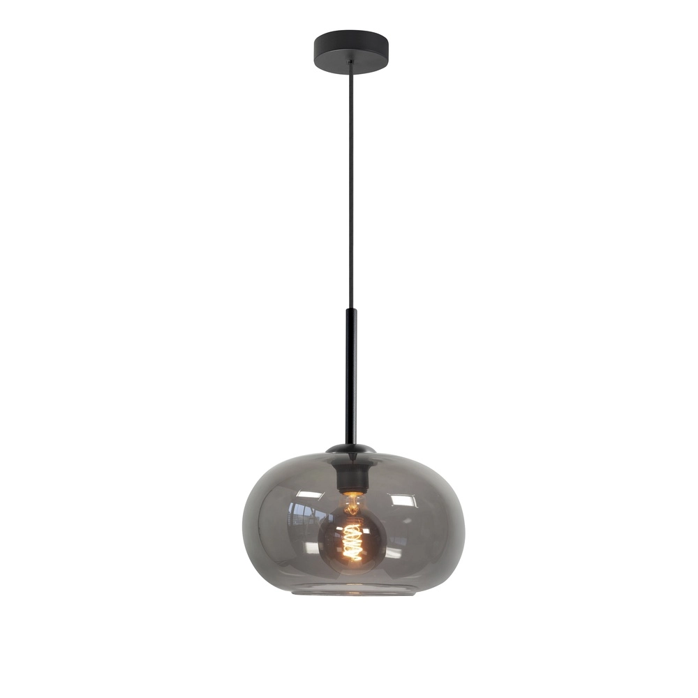 Pendant lamp Bellini black with smoke glass Ø 31cm