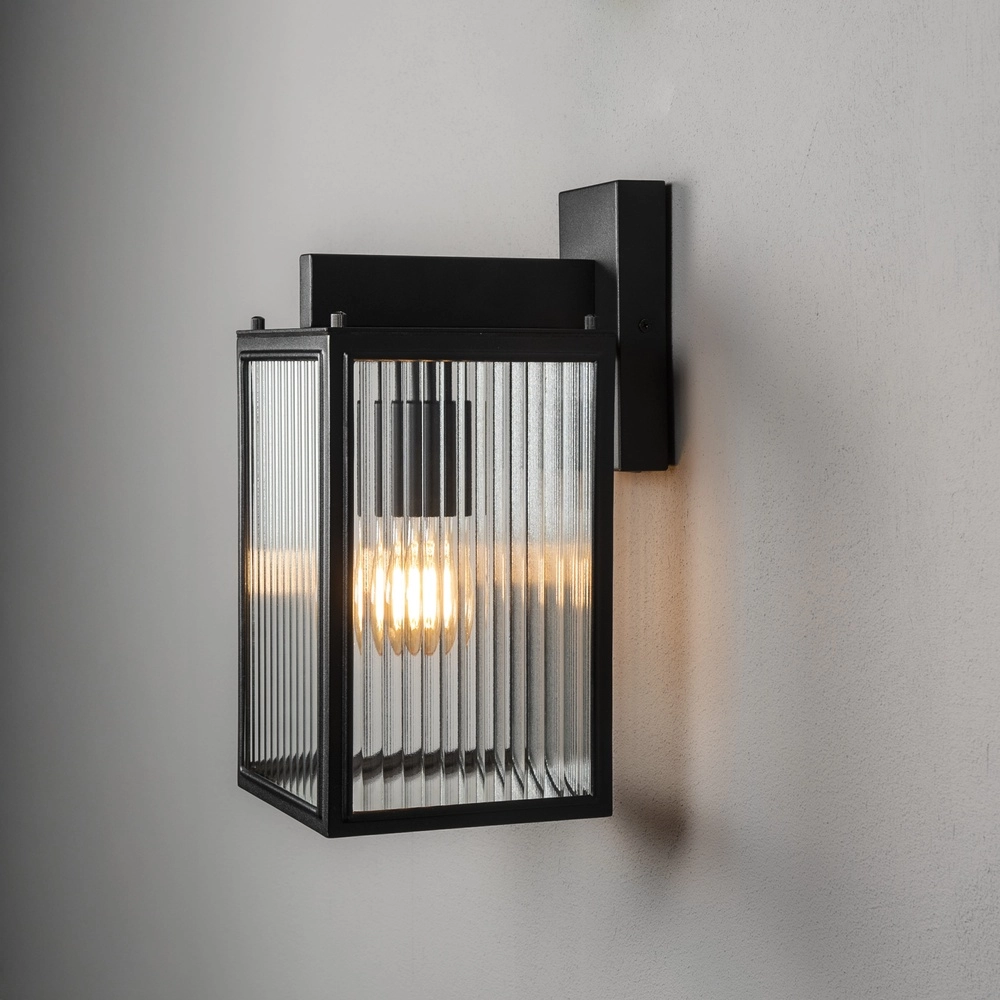 Wall lamp Carpi black with ribbed glass KonstSmide 7318300030485