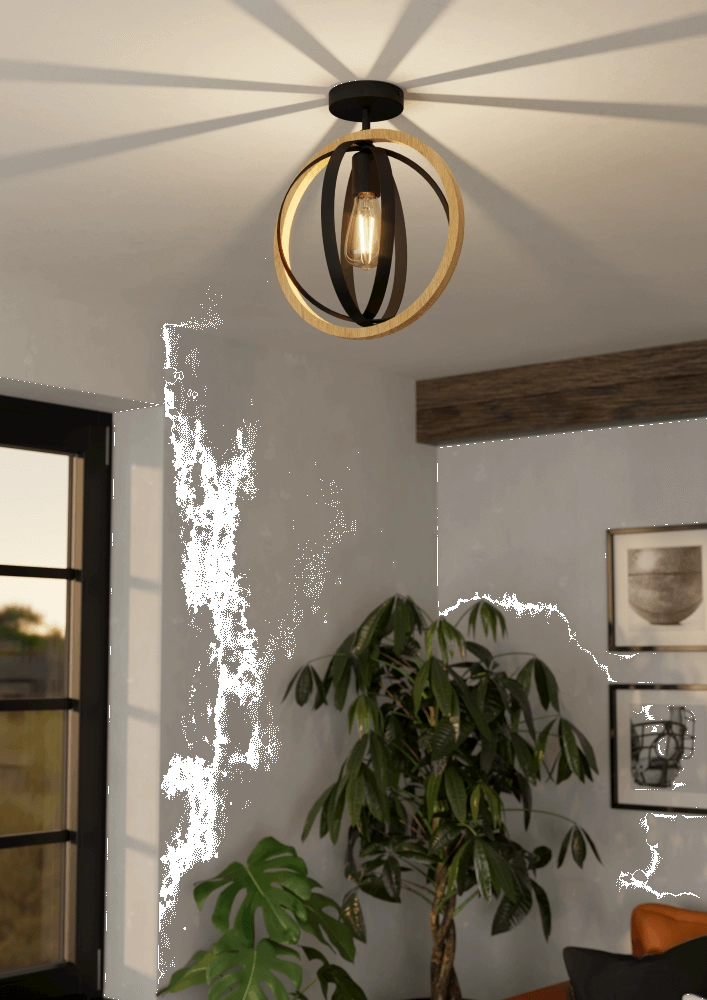 Wooden ceiling lamp Basildon Ø 32cm Eglo 9002759437367