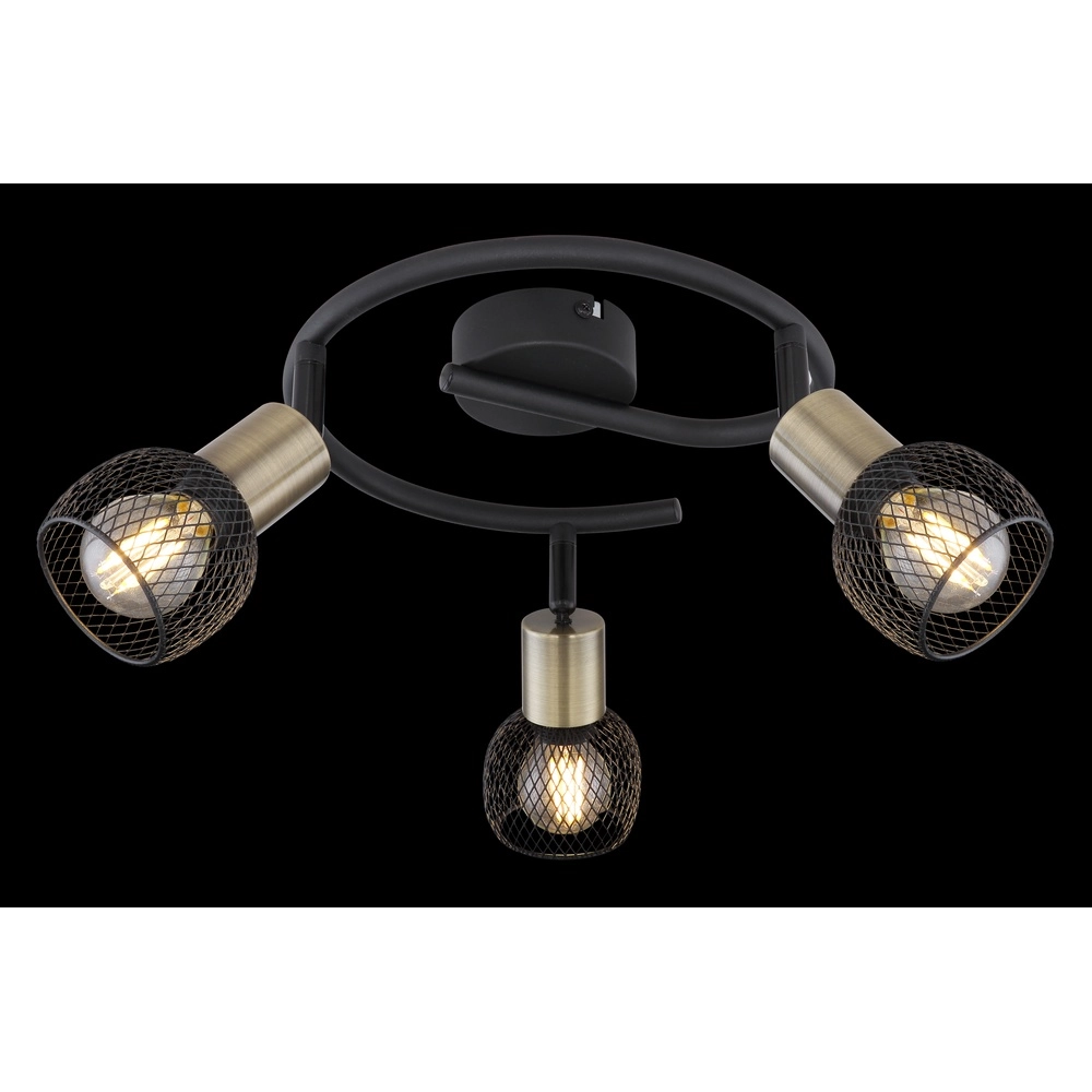 Ceiling lamp Fiastra 3-light black with mesh Globo 9007371427116