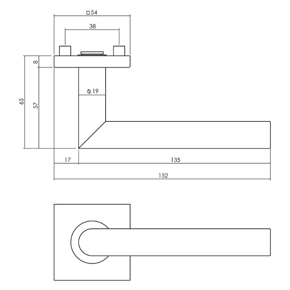 Front door set Vurano square core pull protection stainless steel Intersteel 8714186408353