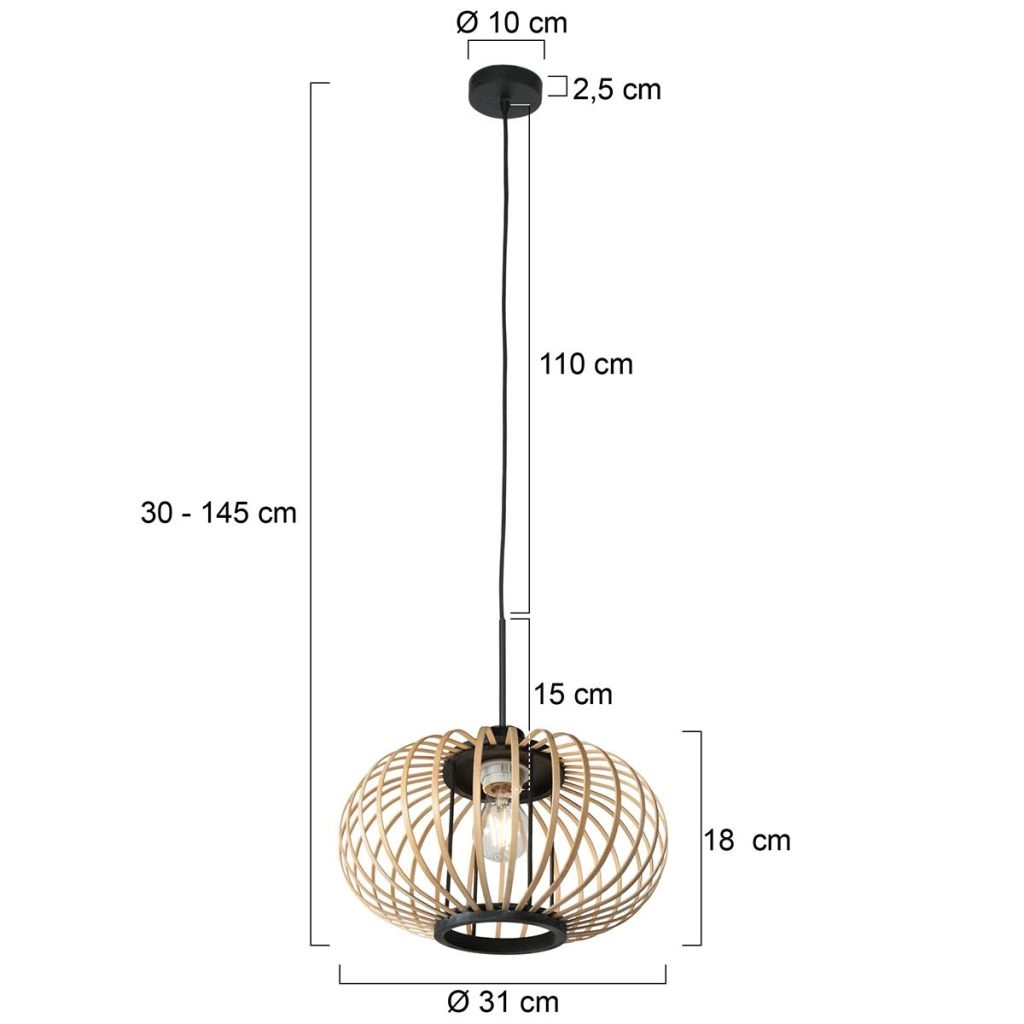 Pendant lamp Silva with bamboo shade Ø31cm Steinhauer 8712746182736
