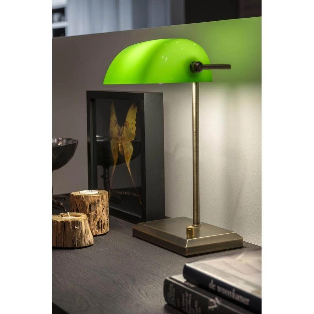 Classic banker's lamp Oxford Bronze with green Artdelight 8720701100145